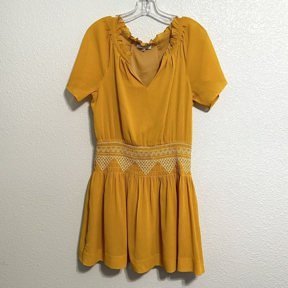 Madewell Dresses & Skirts - Madewell Women Smocked Mini Dress Size 6 Style G2855 Golden Ochre Yellow